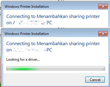 Proses penyelesaian dan penambahan printer dari sharing network