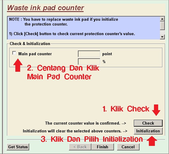 Ikuti ketiga langkah di atas untuk melakukan Reset tinta