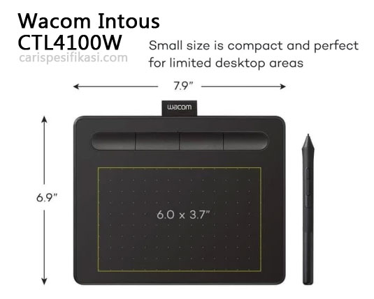 dimensi ukuran tablet graphic Wacom Intous CTL4100W