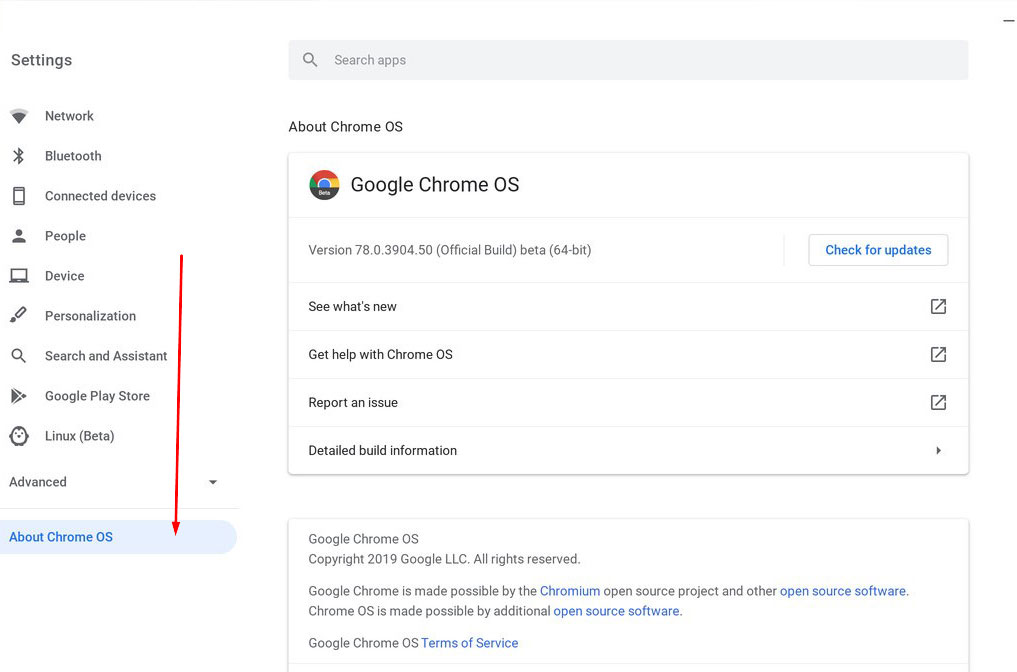 ini cara seting update manual chromebook dari pengaturan