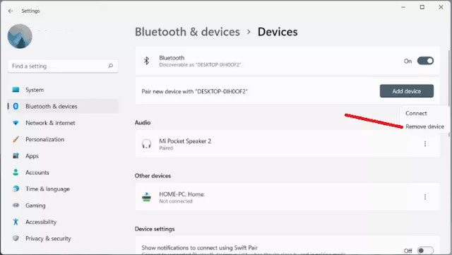 Cara menghapus perangkat Bluetooth di Windows 11